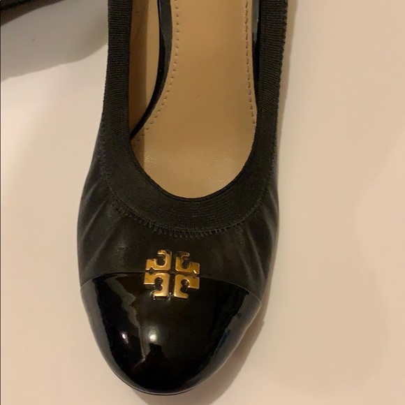 Tory Burch Logo Wedges, black Sz 9.5 - Picture 2 of 4